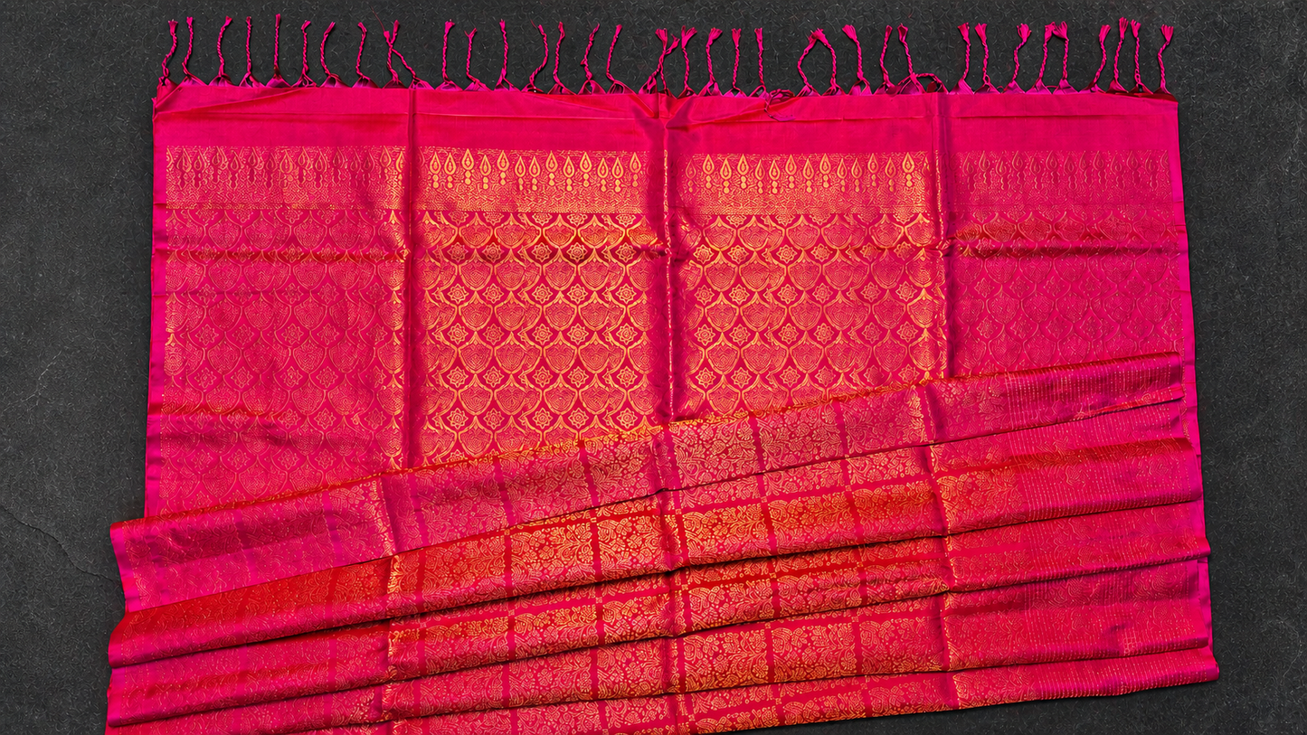 Pure Silk Kanjivaram Pink Saree