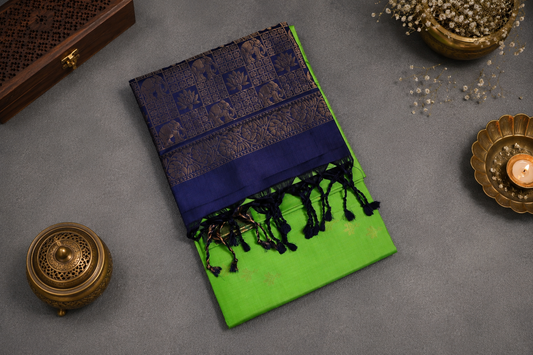 Elephant Motif , contrast silk saree