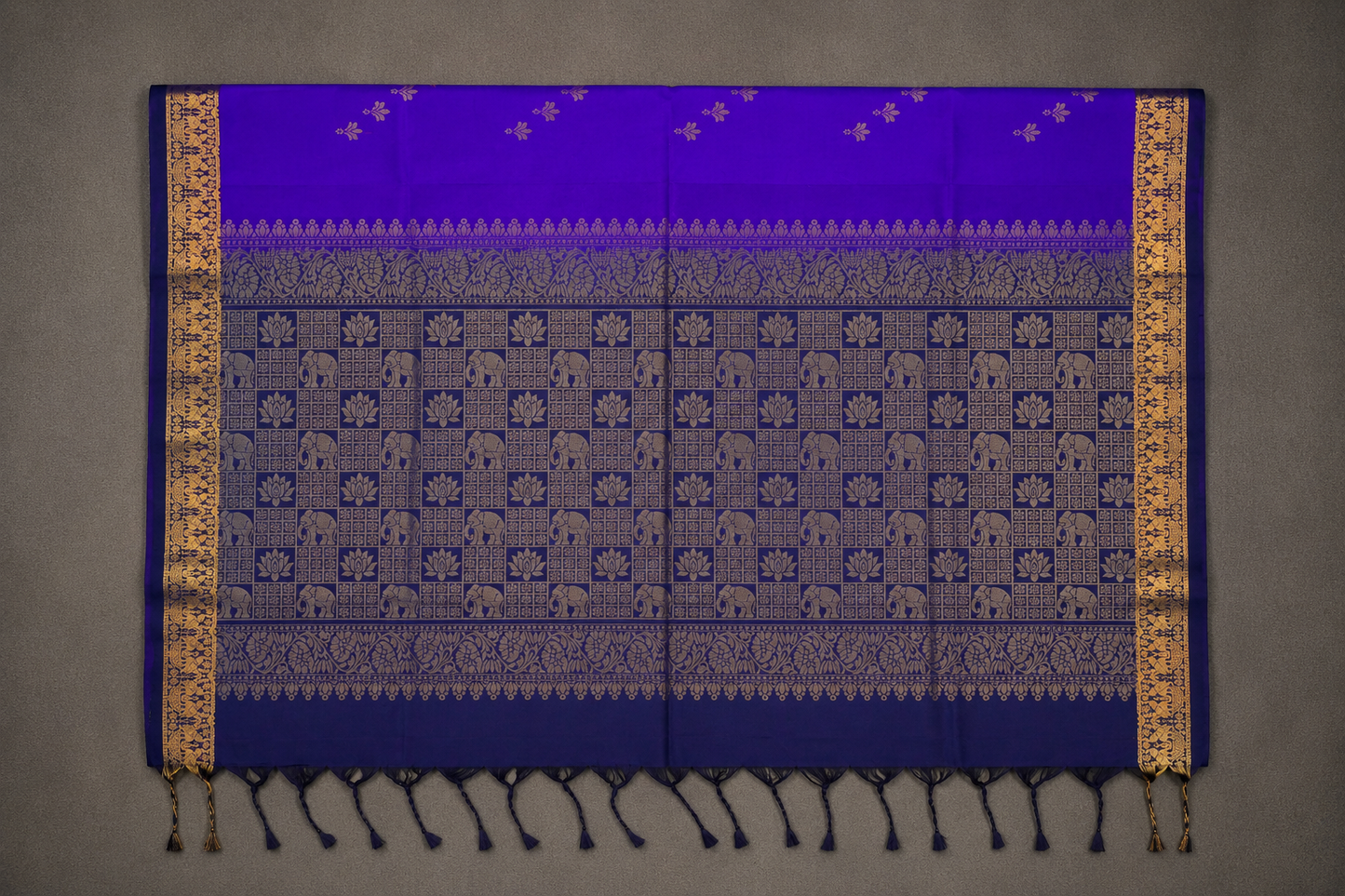 Purple Pure Silk Handloom Saree with Navy Blue Contrast Pallu