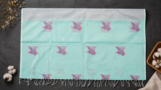 Handloom Cotton Saree in Butterfly Butta