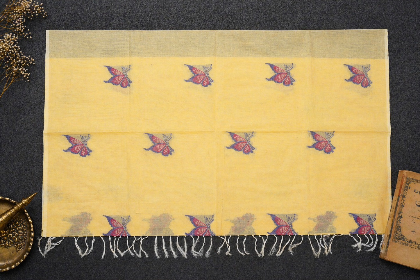 Handloom Cotton Saree in Butterfly Butta