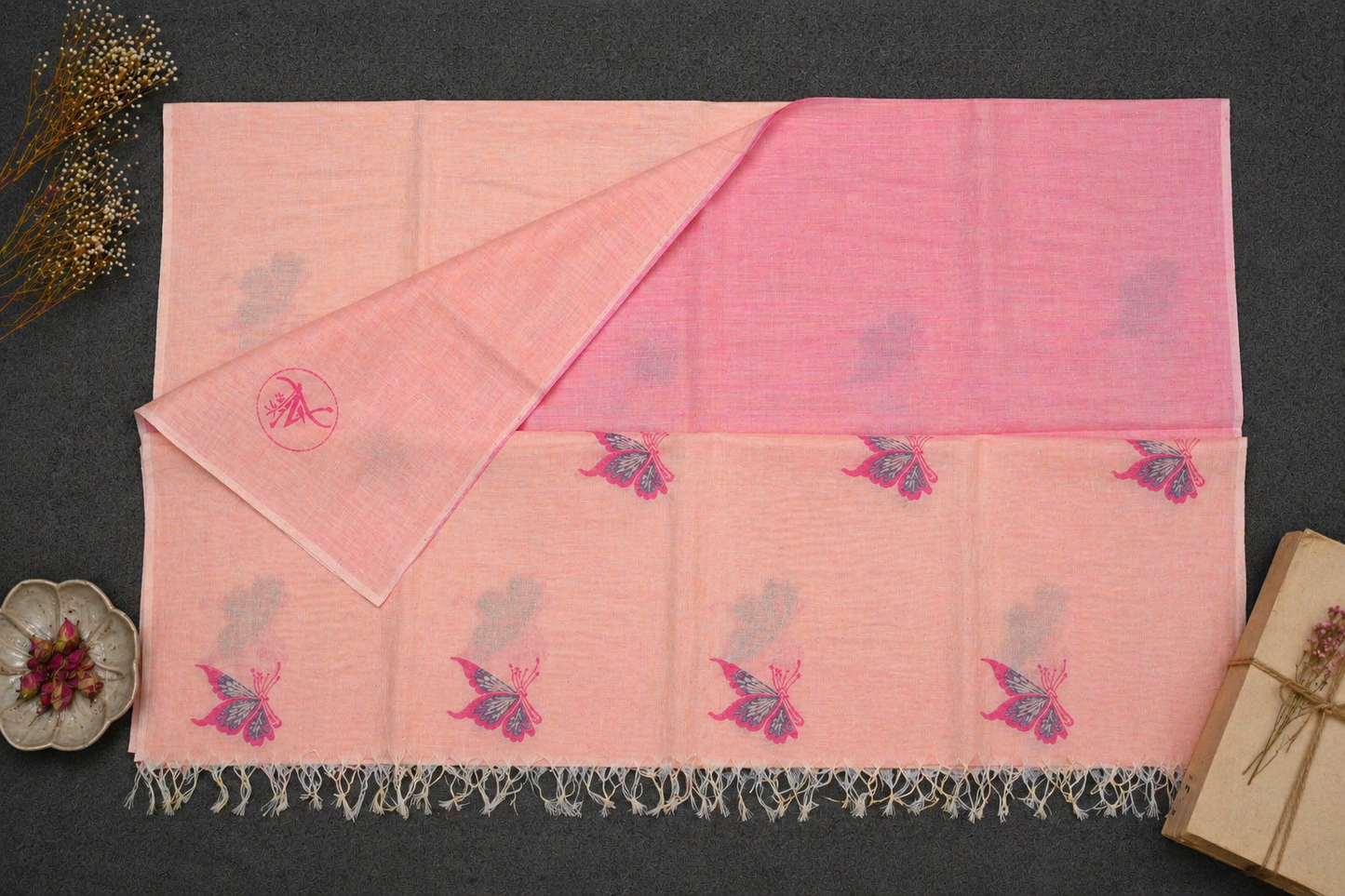 Handloom Cotton Saree in Butterfly Butta
