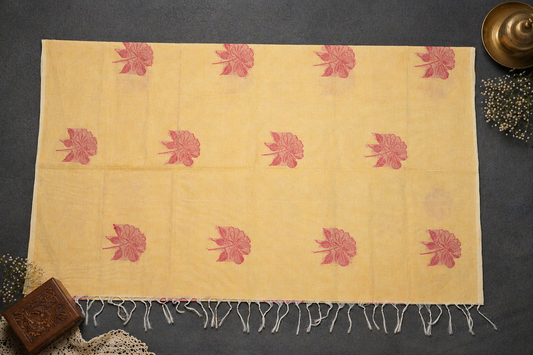 Handloom Cotton Saree in Rose Butta