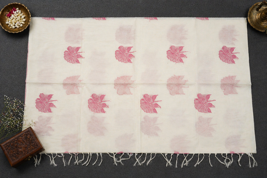 Handloom Cotton Saree in Rose Butta