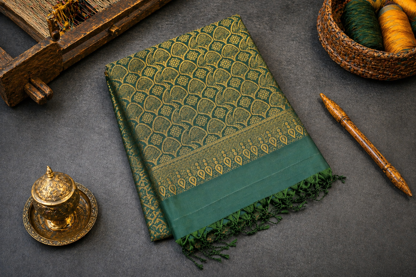Pure Kanjivaram silk green Saree