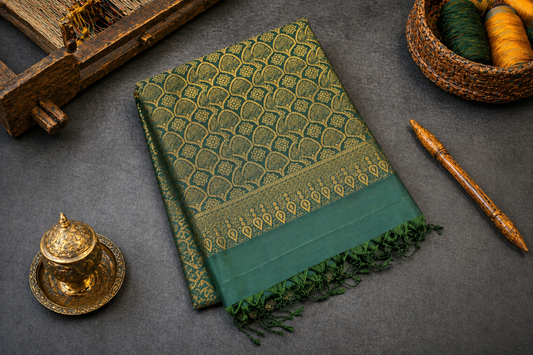 Pure Kanjivaram silk green Saree
