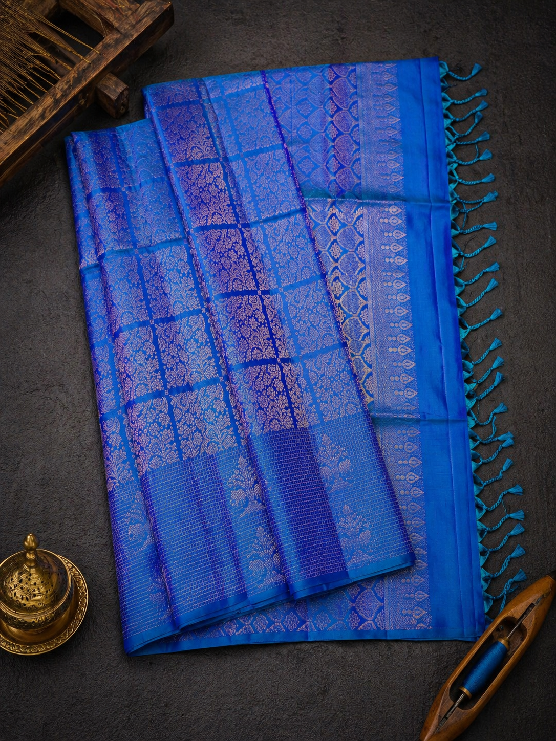 Pure Silk Kanjivaram Blue Saree