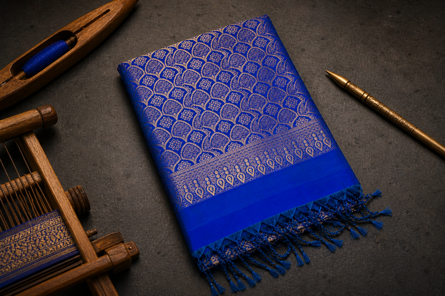 Pure Silk Kanjivaram Blue Saree