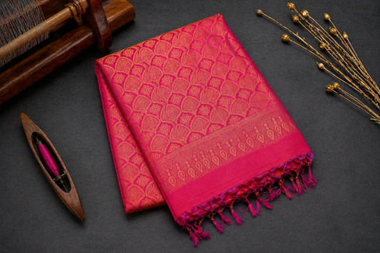 Pure Silk Kanjivaram Pink Saree