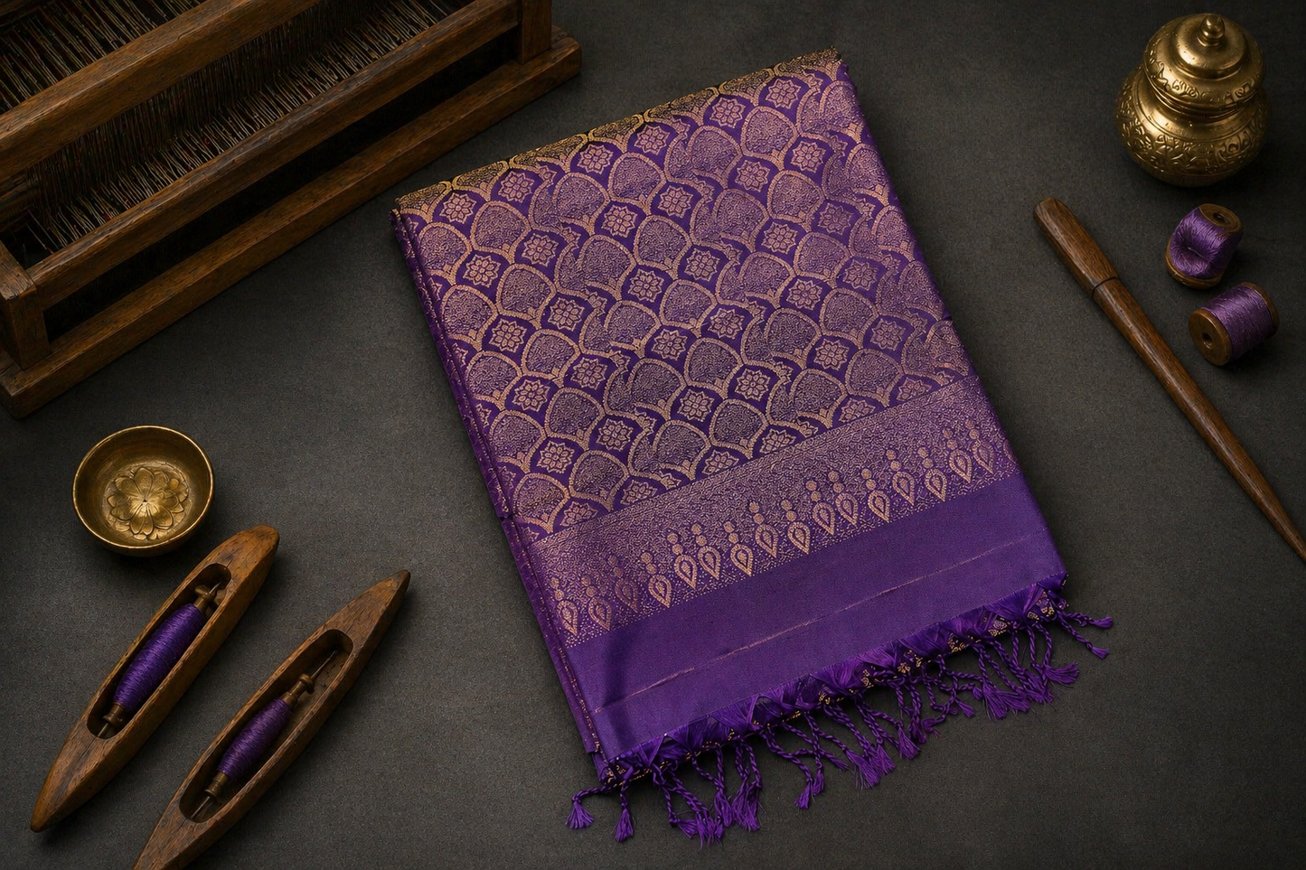 Pure Silk Kanjivaram Purple Saree