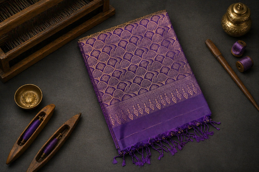 Pure Silk Kanjivaram Purple Saree