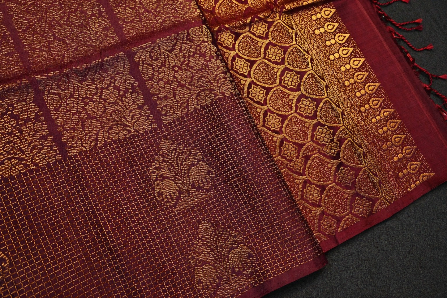 Pure Silk Kanjivaram maroon Saree