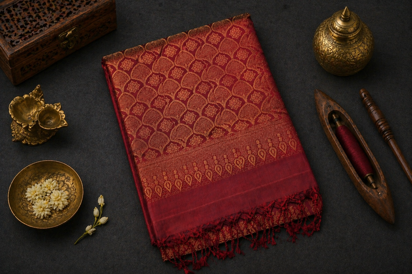 Pure Silk Kanjivaram maroon Saree
